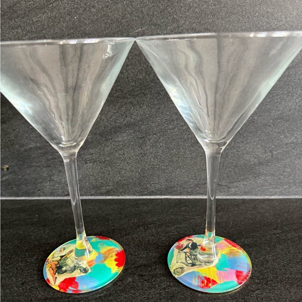 2 Art Deco Retro Martini Glasses 🍸🍸